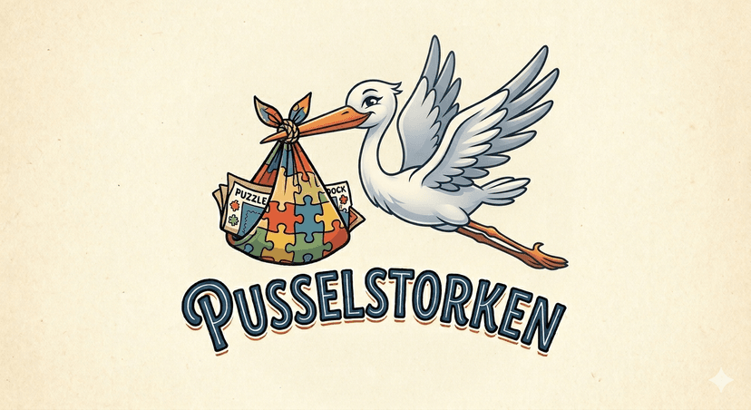 Pusselstorken — en stork som levererar pussel